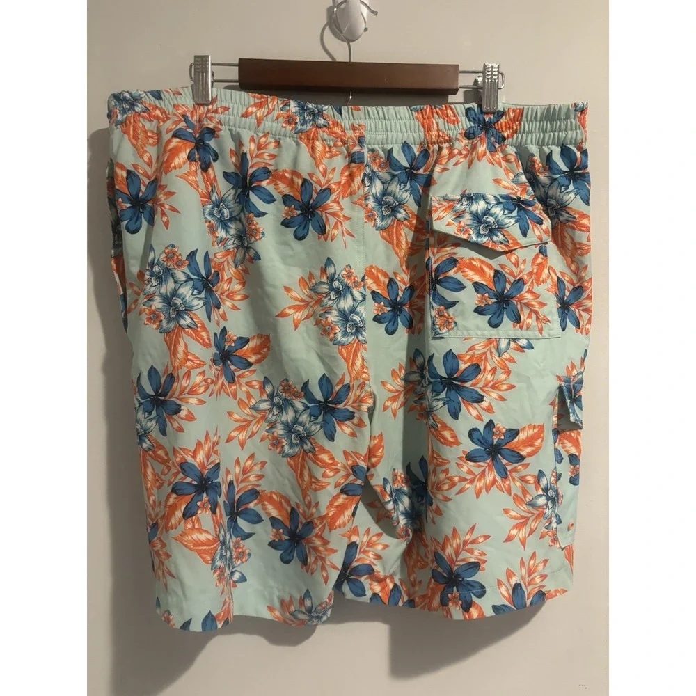 Crown‎ and Ivy Swim Trunks Men's XL Mesh Lined Board Shorts Blue Palm Trees